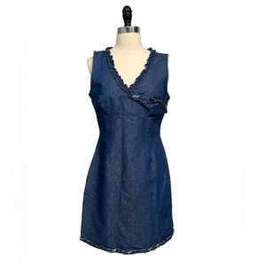 Vintage 90s Tommy Jeans denim v neck sheath dress